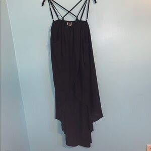 Fun Black Strappy Hi-low tulip front tunic